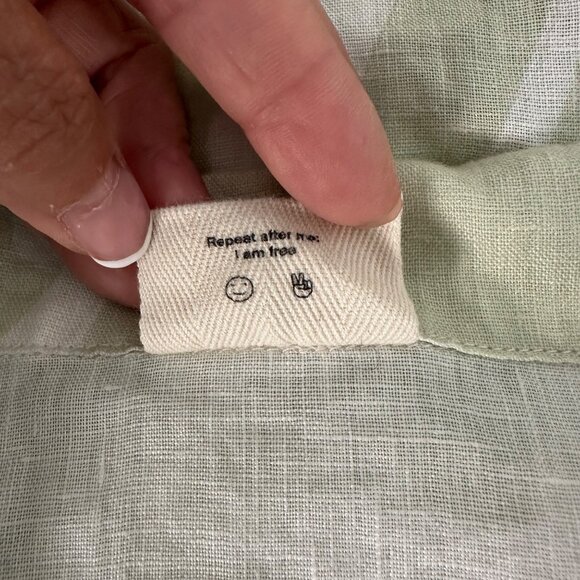 Stone Fox Wear Oversized Shirt Linen Aloe Lines Print Airy Lightweight XS/S - Picture 12 of 14